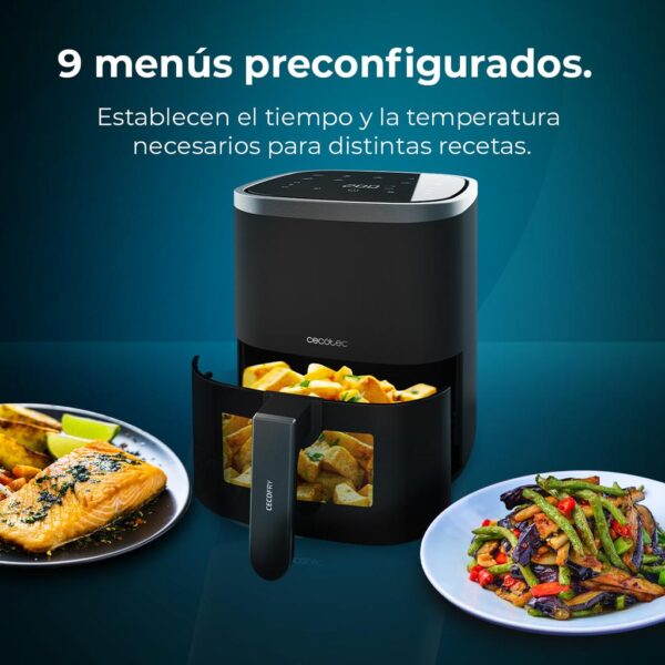 Imagen 7 Freidora de aire digital de 4 L y 1400 W con ventana de visualización. Cocina recetas sanas con tecnología PerfectCook y 9 modos automáticos.