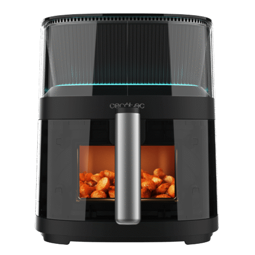 Vista frontal del microondas digital Cecotec Proclean 2500 con panel de control táctil y mando giratorio