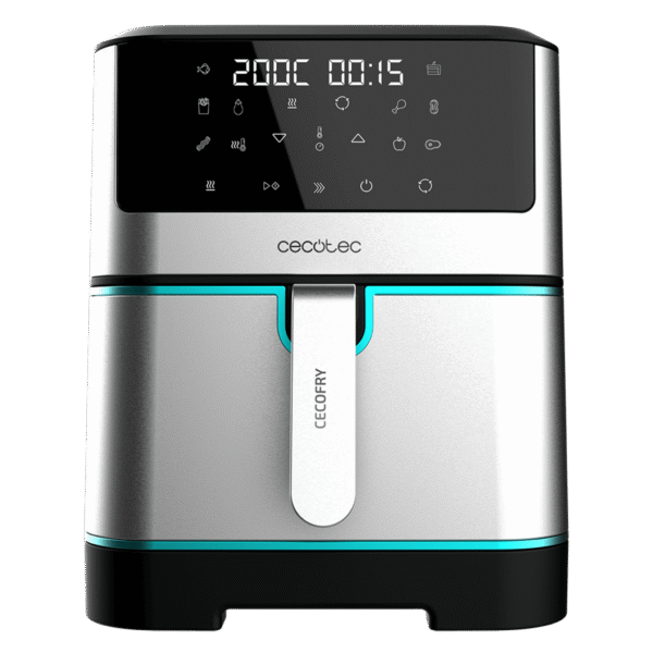 Vista frontal del microondas digital Cecotec Proclean 2500 con panel de control táctil y mando giratorio