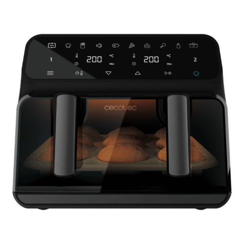 Vista frontal del microondas digital Cecotec Proclean 2500 con panel de control táctil y mando giratorio