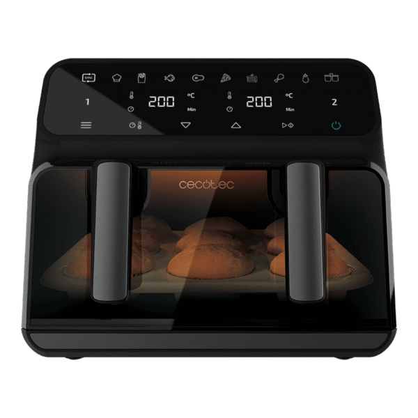 Vista frontal del microondas digital Cecotec Proclean 2500 con panel de control táctil y mando giratorio