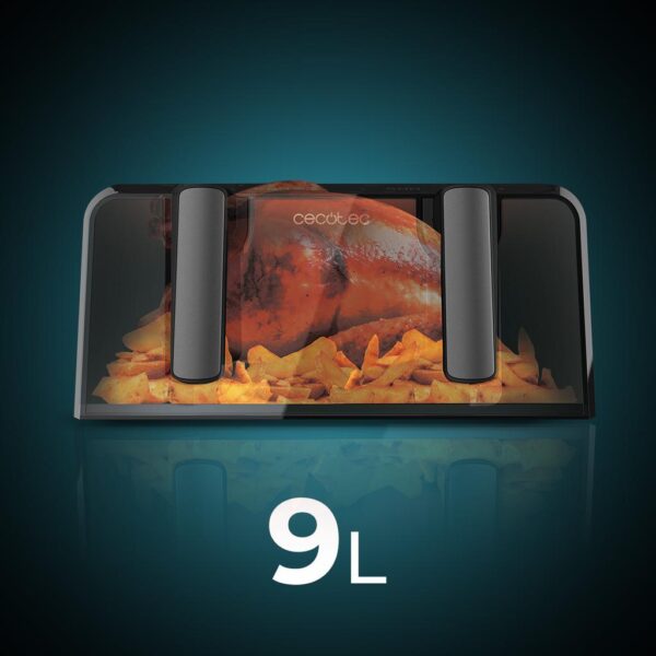 Imagen 4 Freidora de aire Cecotec de 9 L con ventana, cubeta dual y tecnología PerfectCook para cocinar de forma saludable con resultados crujientes y poco aceite.