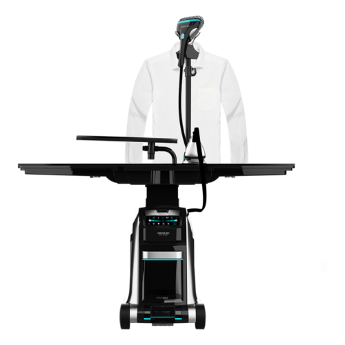 Imagen 2 Centro de planchado inteligente de 2200 W con 5 bares de presión, 5 programas para tejidos y funciones de succión e inflado para un acabado profesional.