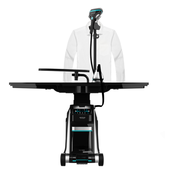 Imagen 2 Centro de planchado inteligente de 2200 W con 5 bares de presión, 5 programas para tejidos y funciones de succión e inflado para un acabado profesional.