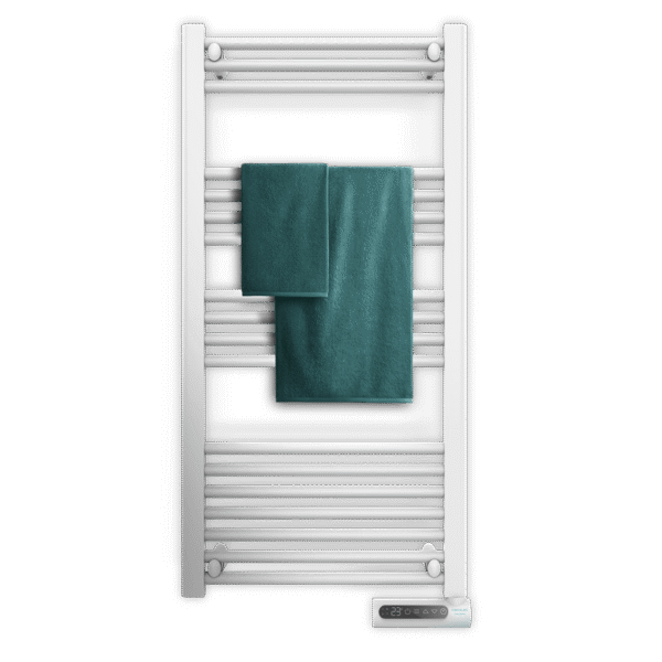 Imagen 3 Radiador toallero eléctrico Cecotec ReadyWarm 9200 Smart Towel White de 750 W. Diseño elegante con pantalla LED, control táctil, temporizador y 3 modos.