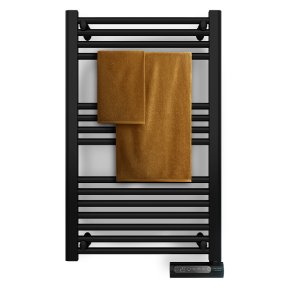 Imagen 3 Radiador toallero eléctrico Cecotec ReadyWarm 9100 Smart Towel Black de 500W y bajo consumo. Incorpora pantalla LED, control táctil y temporizador.