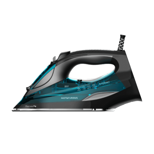 Imagen 2 Plancha de vapor Fast&Furious 5055 Pro de 3100 W con suela TurboSlide, golpe de vapor de 255 g/min y 5 niveles de temperatura para un planchado profesional.