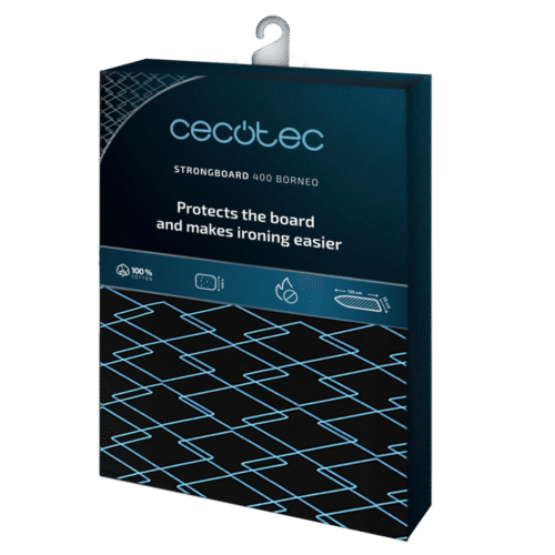 Imagen 2 Funda para tabla de planchar Cecotec StrongBoard 400 Borneo. Fabricada en algodón 100% natural con diseño ajustable de 135 x 55 cm para un planchado eficiente.