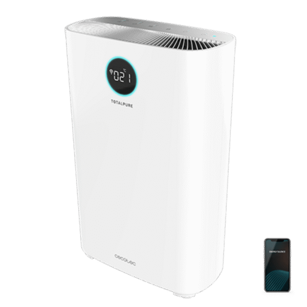 Purificador de aire Cecotec TotalPure 1400 Style blanco con panel de control táctil superior y diseño cilíndrico