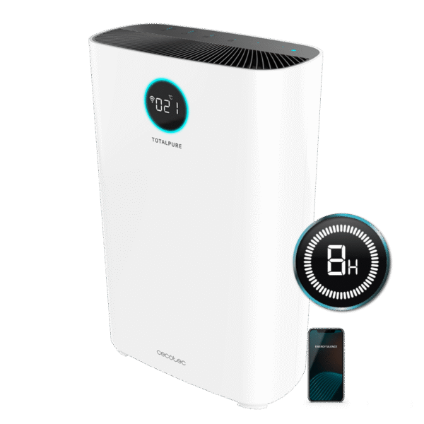 5621 Purificador de aire Cecotec TotalPure 1400 Style blanco con panel de control táctil superior y diseño cilíndrico
