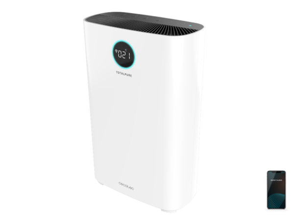 Purificador de aire Cecotec TotalPure 1400 Style blanco con panel de control táctil superior y diseño cilíndrico