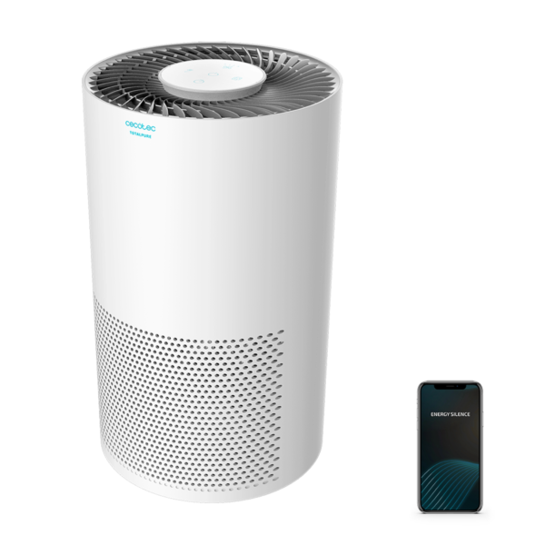 Purificador de aire Cecotec TotalPure 1400 Style blanco con panel de control táctil superior y diseño cilíndrico