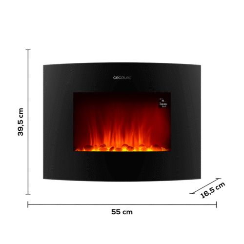 Imagen 2 Chimenea eléctrica curva de 22" con 2000 W, WiFi y mando a distancia. Calienta estancias de 20 m2 con diseño elegante, temporizador y llamas realistas.