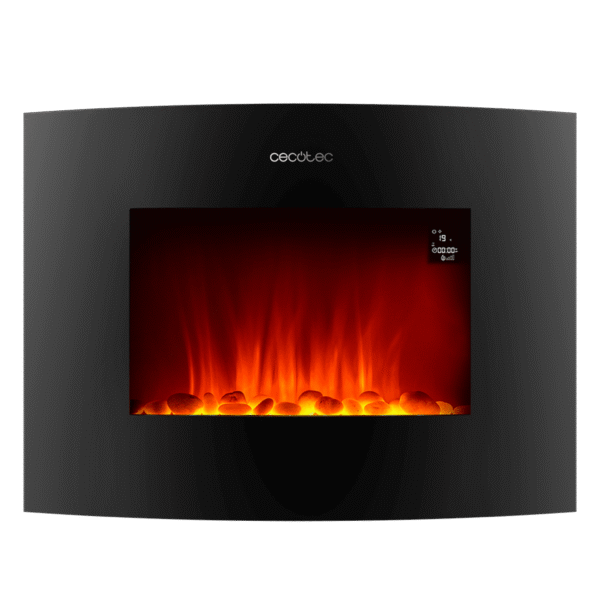 Imagen 3 Chimenea eléctrica curva de 22" con 2000 W, WiFi y mando a distancia. Calienta estancias de 20 m2 con diseño elegante, temporizador y llamas realistas.
