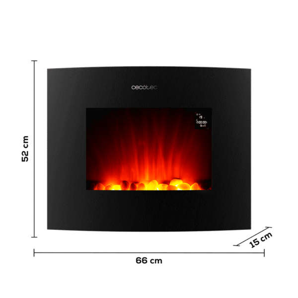 Imagen 2 Chimenea eléctrica curva de 26" con 2000 W y WiFi. Calienta hasta 25 m² con 2 niveles de potencia, mando a distancia y temporizador programable.