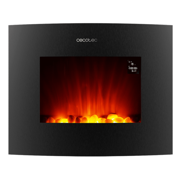 Imagen 3 Chimenea eléctrica curva de 26" con 2000 W y WiFi. Calienta hasta 25 m² con 2 niveles de potencia, mando a distancia y temporizador programable.