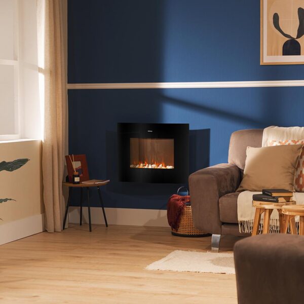 Imagen 7 Chimenea eléctrica curva de 26" con 2000 W y WiFi. Calienta hasta 25 m² con 2 niveles de potencia, mando a distancia y temporizador programable.