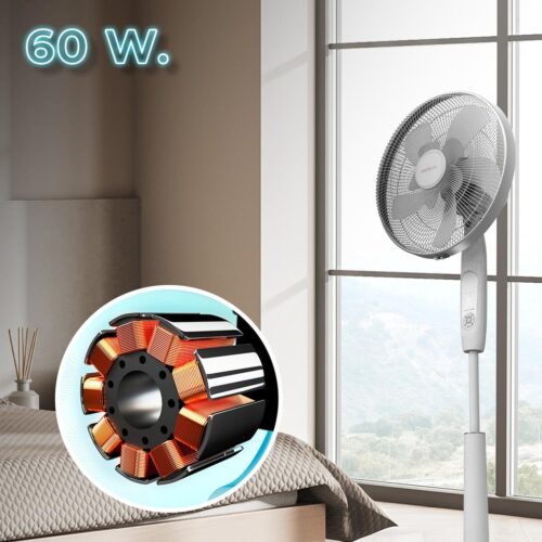 5913-Imagen-2 Imagen 2 Ventilador de pie Cecotec de 60 W con 10 aspas, 6 velocidades y motor de cobre. Incluye conectividad Wi-Fi, mando a distancia y altura ajustable de 115-135 cm.