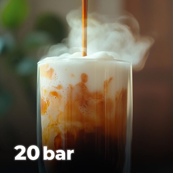 Imagen 7 Cafetera semiautomática Power Espresso 20 Cream de Cecotec con 20 bares, 1350 W y pantalla táctil. Prepara espresso, cappuccino y latte con vaporizador profesional.