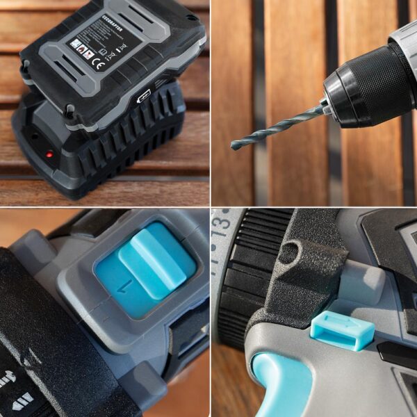 Imagen 8 Taladro percutor CecoRaptor 20V Brushless con 2000 rpm y 30000 bpm. Herramienta versátil de alta potencia para perforar y atornillar en múltiples superficies.