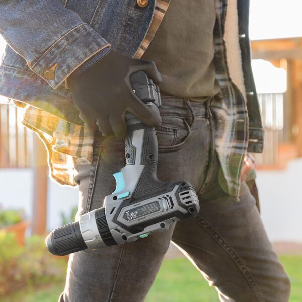 Imagen 8 Taladro percutor CecoRaptor 24V con batería de 2000 mAh, 15500 rpm y 22.500 bpm. Herramienta versátil para perforar, atornillar y percutir con máxima precisión.