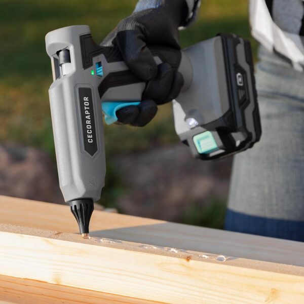 Imagen 7 Pistola de encolar sin cables CecoRaptor Perfect Fix 2020 Advance con batería de 20V, temperatura de 180ºC y autonomía de 30 min para proyectos de bricolaje.