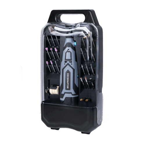 Imagen 2 Multiherramienta rotativa CecoRaptor Perfect Polish&Sand 1200 Ultra con 12V, 25000 RPM y 60 accesorios. Ideal para lijado, pulido y cortes de alta precisión.