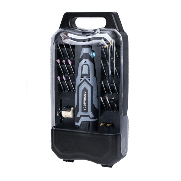 Imagen 2 Multiherramienta rotativa CecoRaptor Perfect Polish&Sand 1200 Ultra con 12V, 25000 RPM y 60 accesorios. Ideal para lijado, pulido y cortes de alta precisión.