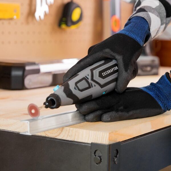 Imagen 6 Multiherramienta rotativa CecoRaptor Perfect Polish&Sand 1200 Ultra con 12V, 25000 RPM y 60 accesorios. Ideal para lijado, pulido y cortes de alta precisión.