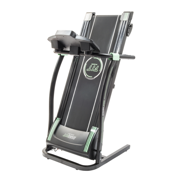 Imagen 5 Cinta de correr eléctrica plegable RunnerFit Sprint con pulsómetro, pantalla LED y 12 programas. Alcanza 14 km/h y soporta hasta 120 kg para entreno seguro.