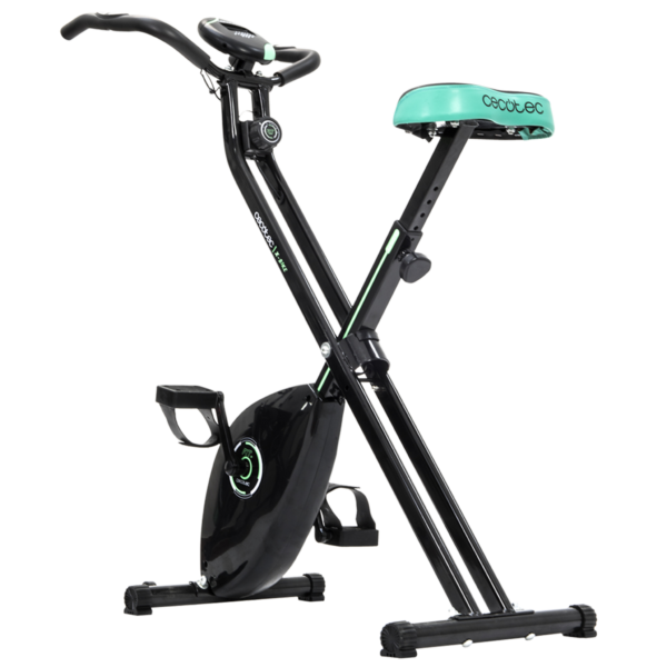 Imagen 4 Bicicleta estática plegable X-Bike de Cecotec con volante de inercia de 2,5 kg, sistema Silence Fit, pulsómetro y pantalla LCD. Diseño ergonómico y compacto.