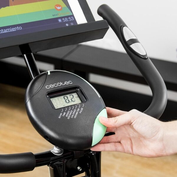 Imagen 8 Mejora tu forma física con la X-Bike Pro de Cecotec. Bicicleta estática plegable con volante de 2,5 kg, sistema Silence Fit, pulsómetro y pantalla LCD.