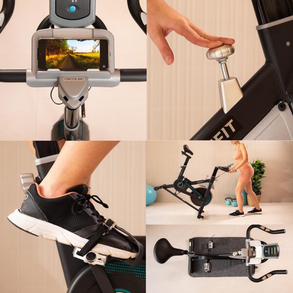 Imagen 7 Bicicleta indoor DrumFit 13000 Delfos con volante de 13 kg, resistencia manual, pantalla LCD, pulsómetro y diseño ergonómico para entrenamientos en casa.