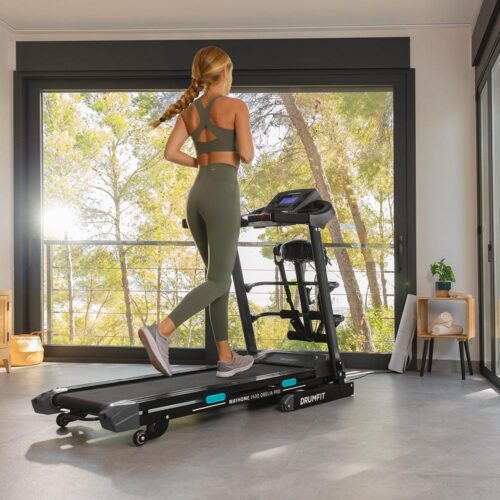 Imagen 2 Cinta de correr plegable DrumFit WayHome 1600 Obelia Ultraflex Pro. Motor de 1500W, superficie 130x42 cm, amortiguación, inclinación y cinturón de masaje.