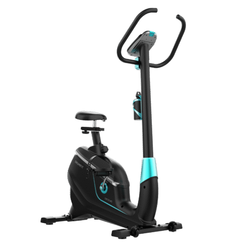 Imagen 2 Bicicleta estática DrumFit Cycle 9000 Talos Pro con resistencia magnética motorizada, pulsómetro, sillín regulable y soporte. Ideal para entrenar en casa.