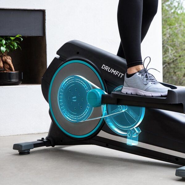Imagen 4 Bicicleta elíptica DrumFit Elliptical 9000 Eir Pro con resistencia magnética regulable por motor, pantalla LCD, soporte para móvil y ruedas de transporte.