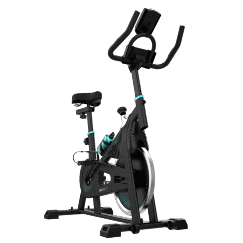 Imagen 2 Bicicleta indoor DrumFit Indoor 10000 Teseo de Cecotec con volante de inercia de 10 kg, resistencia manual, monitor LCD y pulsómetro para entrenar en casa.