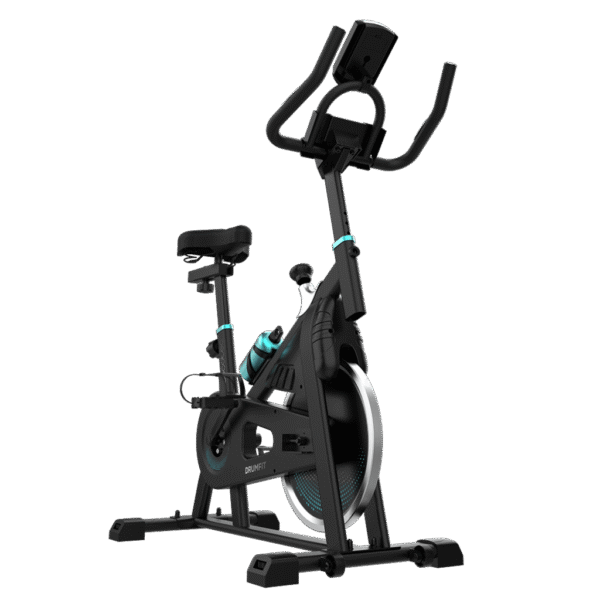 Imagen 2 Bicicleta indoor DrumFit Indoor 10000 Teseo de Cecotec con volante de inercia de 10 kg, resistencia manual, monitor LCD y pulsómetro para entrenar en casa.