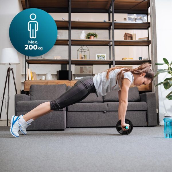 Imagen 8 Rueda abdominal Cecotec DrumFit AB Wheel ideal para ejercitar el core. Diseño con recubrimiento de goma, agarres antideslizantes y esterilla de goma EVA.