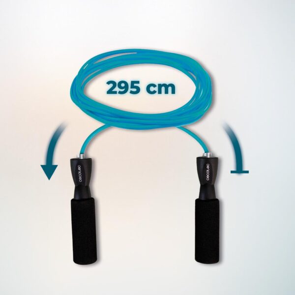 7129-Imagen-3 Imagen 3 Cuerda para saltar Cecotec DrumFit Jump Rope de PVC. Cuenta con agarres ergonómicos antideslizantes y sistema Smooth Bearing para un movimiento fluido.