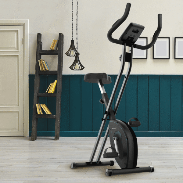 Imagen 2 Entrena en casa con la DrumFit X-Bike 3000 Neo. Bicicleta estática plegable con volante de inercia de 3 kg, resistencia magnética y pantalla LCD informativa.