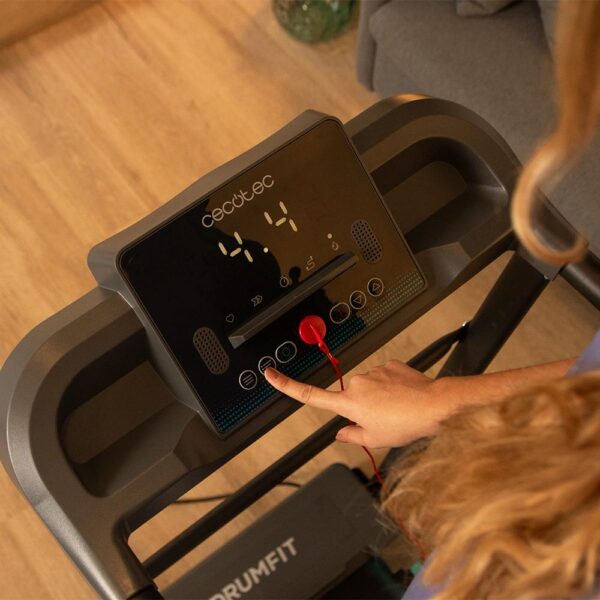 Imagen 5 Cinta de correr plegable DrumFit WayHome con motor de 600 W, velocidad hasta 10 km/h, 12 programas, panel LCD y amplia superficie de carrera de 100x40 cm.