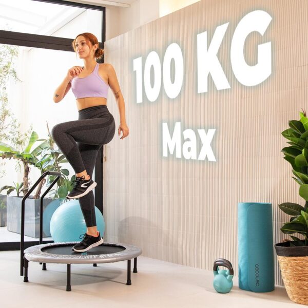 7194-Imagen-8 Imagen 8 Trampolín de fitness DrumFit Jump 920 de Cecotec con 92 cm de diámetro y base de 6 patas. Soporta hasta 100 kg, ideal para entrenamientos cardiovasculares.