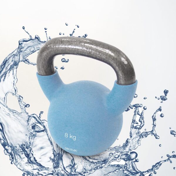 Imagen 6 Pesa rusa DrumFit KettleBell 8000 Neo de 8 kg. Fabricada en hierro fundido con revestimiento de neopreno. Agarre ergonómico, diseño estético y fácil limpieza.