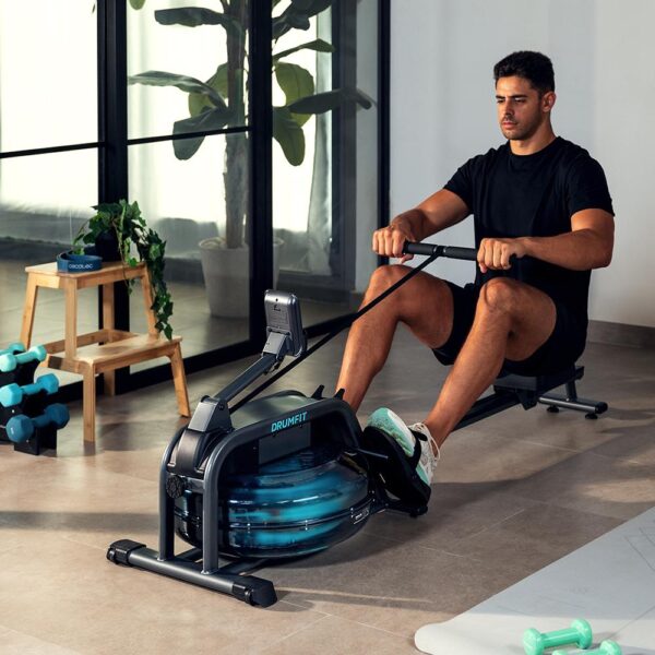 Imagen 3 Máquina de remo con resistencia de agua Drumfit Rower 10000 Neptuno. Tanque de 13 litros, pantalla LCD y asiento ajustable para un entrenamiento total.