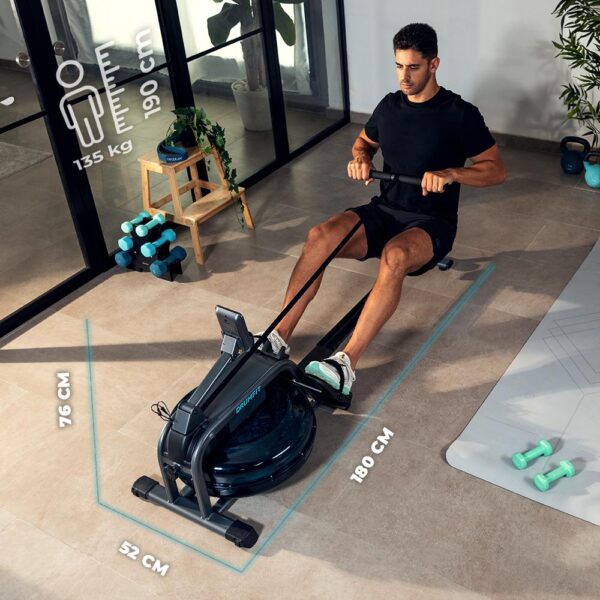 Imagen 8 Máquina de remo con resistencia de agua Drumfit Rower 10000 Neptuno. Tanque de 13 litros, pantalla LCD y asiento ajustable para un entrenamiento total.