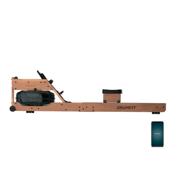 Imagen 3 Máquina de remo Drumfit Rower 20000 Neptuno Wood con resistencia de agua, tanque de 13L y elegante acabado en madera. Pantalla LCD y conexión con APP.