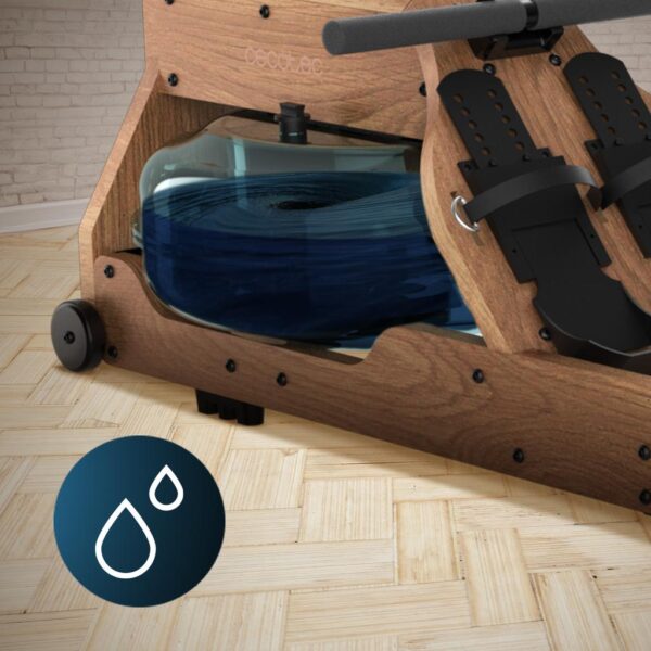 Imagen 4 Máquina de remo Drumfit Rower 20000 Neptuno Wood con resistencia de agua, tanque de 13L y elegante acabado en madera. Pantalla LCD y conexión con APP.