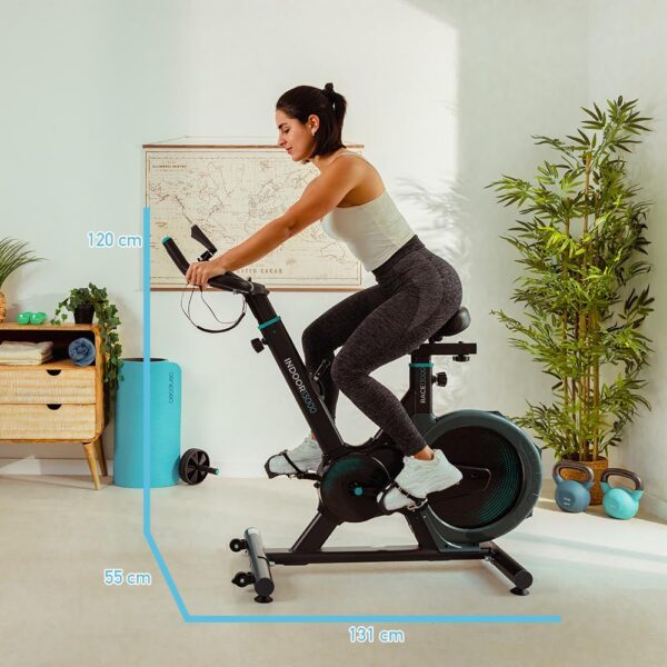Imagen 8 Bicicleta indoor Drumfit 13000 Race Sprint con volante de 13 Kg, pulsómetro, pantalla LCD y resistencia por fricción para un entrenamiento eficiente.