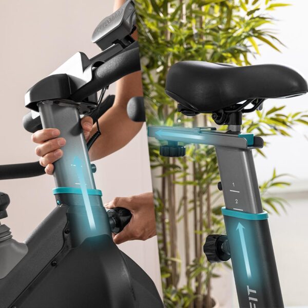 Imagen 6 Bicicleta de spinning Cecotec Drumfit Indoor 20000 Race con volante de inercia de 20 kg, resistencia por fricción, pulsómetro y pantalla LCD para tu hogar.